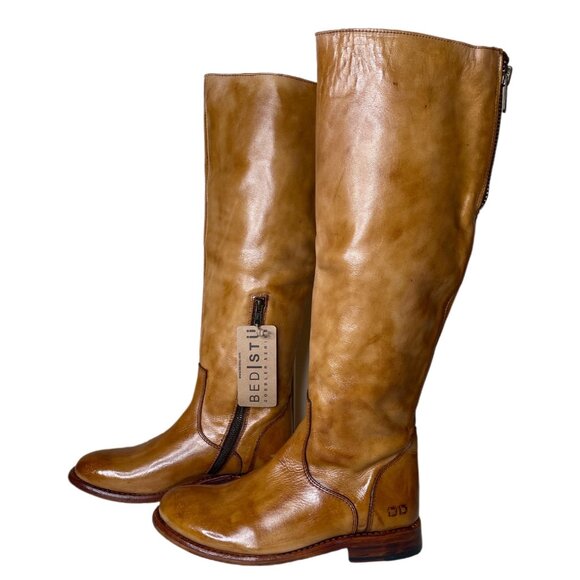 BED STU Tess Distressed Tan Leather Tall Riding Boots BedStu Size 8.5 - Picture 1 of 16